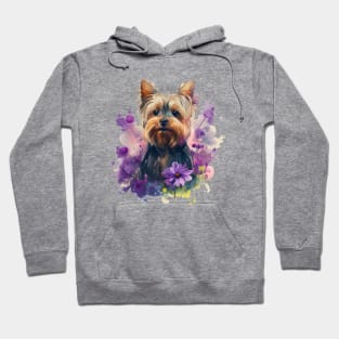 Yorkie Floral Hoodie